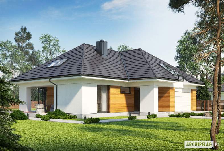 Projekt domu Olaf G2 ENERGO PLUS - wizualizacja frontowa lewa