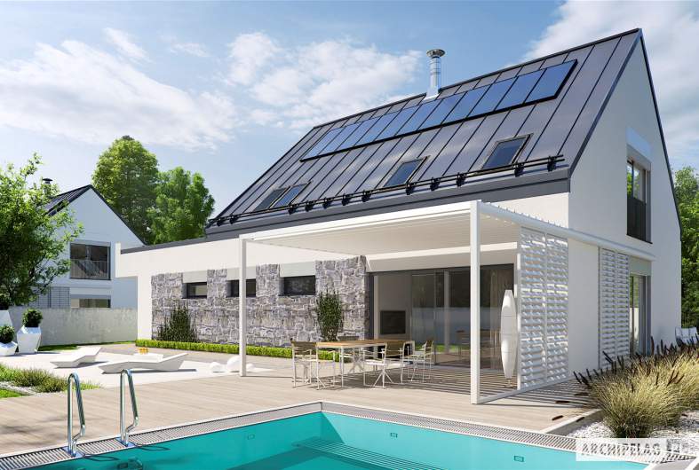 Projekt domu Sam II G2 ENERGO PLUS - wizualizacja ogrodowa