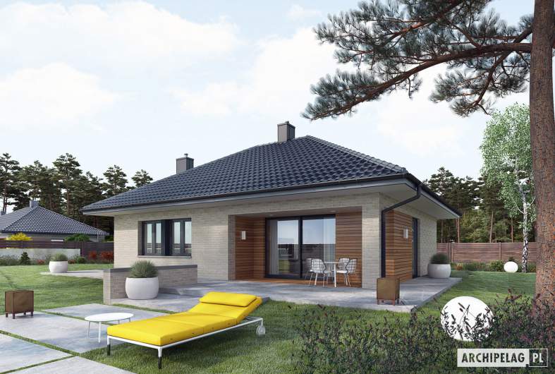 Projekt domu Mini 1 (wiązary) - wizualizacja ogrodowa