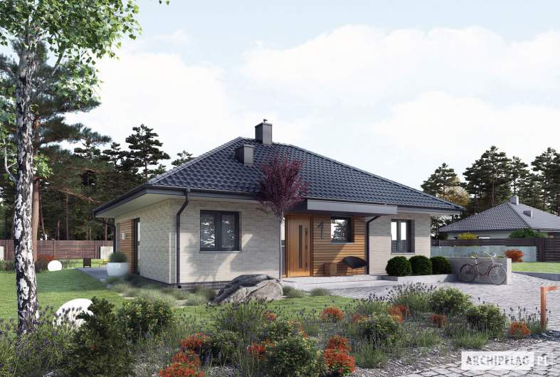 Projekt domu Mini 1 (wiązary) - wizualizacja frontowa