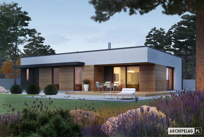 Projekt domu Mini 1 G1 MODERN PLUS - wizualizacja ogrodowa nocna