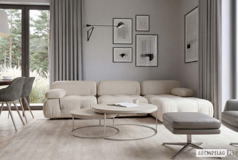 Projekt domu Mini 1 G1 MODERN PLUS - widok na salon