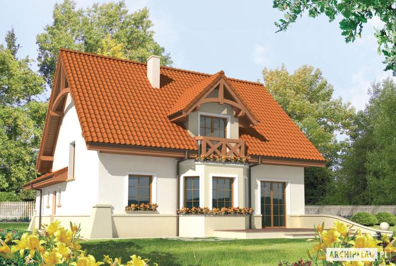 Projekt domu Wiolka G1 - wizualizacja ogrodowa