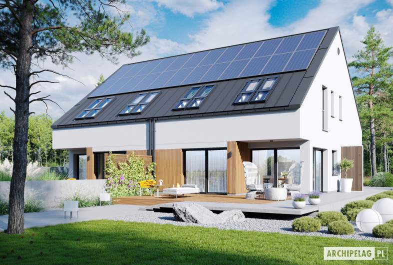 Projekt domu Lukas II G1 w. A ENERGO PLUS (bliźniak) - wizualizacja ogrodowa
