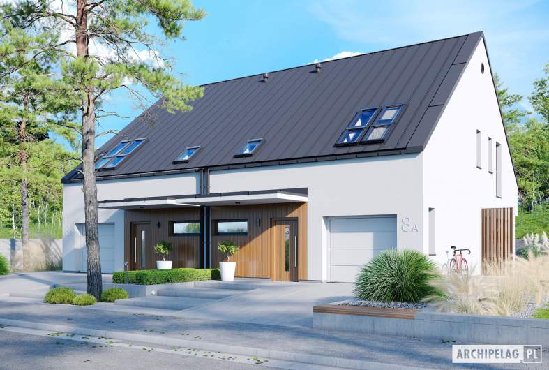 Projekt domu Lukas II G1 w. A ENERGO PLUS (bliźniak) - wizualizacja frontowa