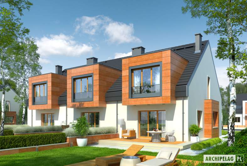 Projekt domu Sansa - Projekty domów ARCHIPELAG - Sansa - wizualizacja ogrodowa