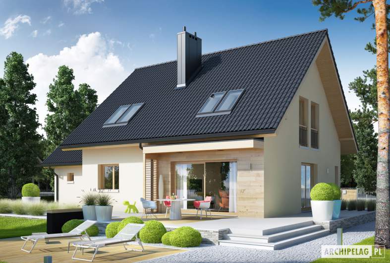 Projekt domu E5 G1 ECONOMIC (wersja D) - wizualizacja ogrodowa