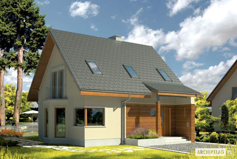 Projekt domu Kim (wersja C) - wizualizacja frontowa