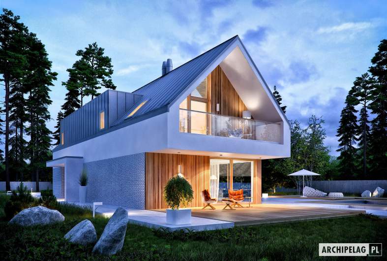 Projekt domu EX 20 G2 ENERGO PLUS - wizualizacja ogrodowa nocna