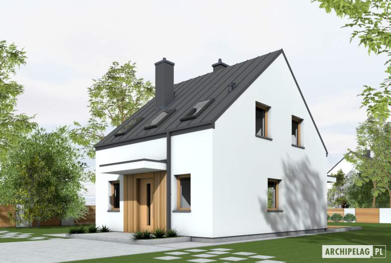 Projekt domu Mini 16 w. I - wizualizacja frontowa prawa