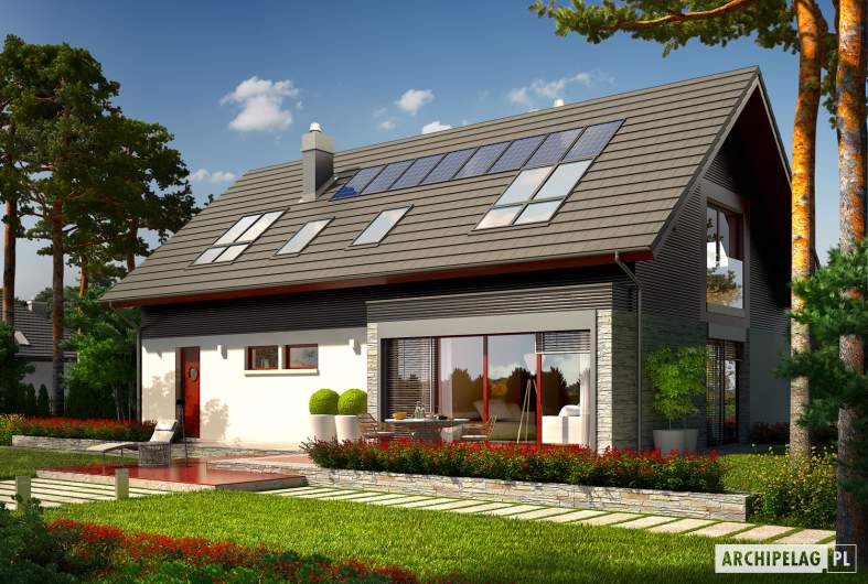 Projekt domu Benjamin G1 ENERGO - wizualizacja ogrodowa