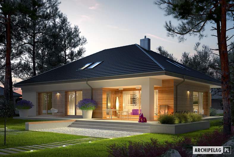 Projekt domu Marcel III G2 - wizualizacja ogrodowa nocna