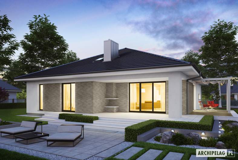 Projekt domu Irma III G1 ENERGO PLUS - wizualizacja ogrodowa nocna