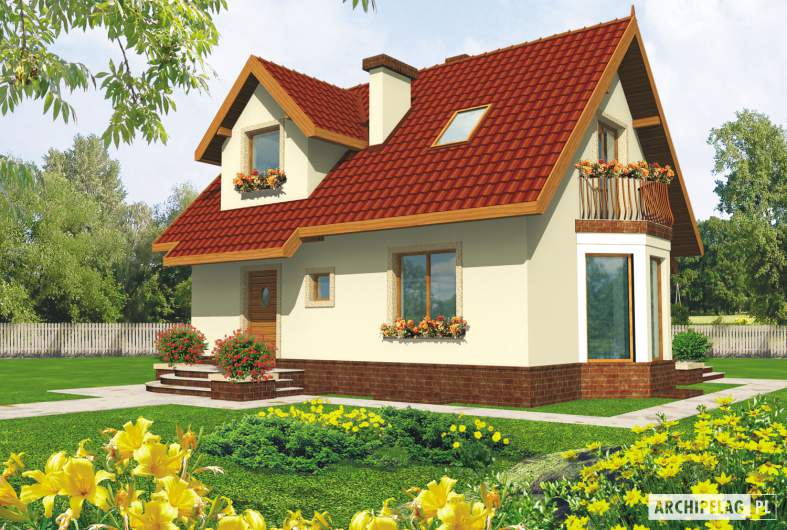 Projekt domu Megi (z piwnicą) - wizualizacja frontowa