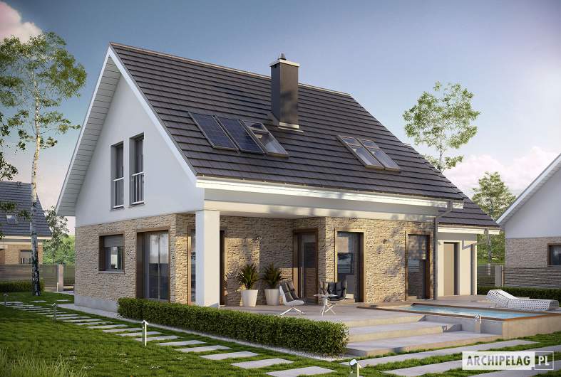 Projekt domu Pedro G1 ENERGO - wizualizacja ogrodowa