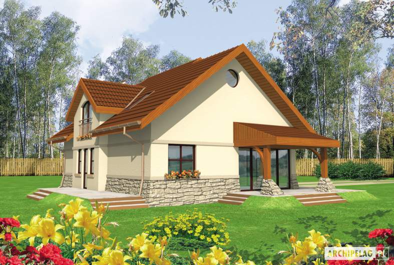 Projekt domu Elena G1 - wizualizacja ogrodowa
