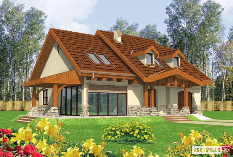 Projekt domu Elena G1 - wizualizacja frontowa