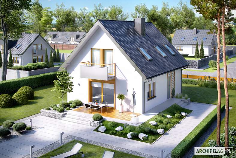 Projekt domu z poddaszem Andreas - widok z góry