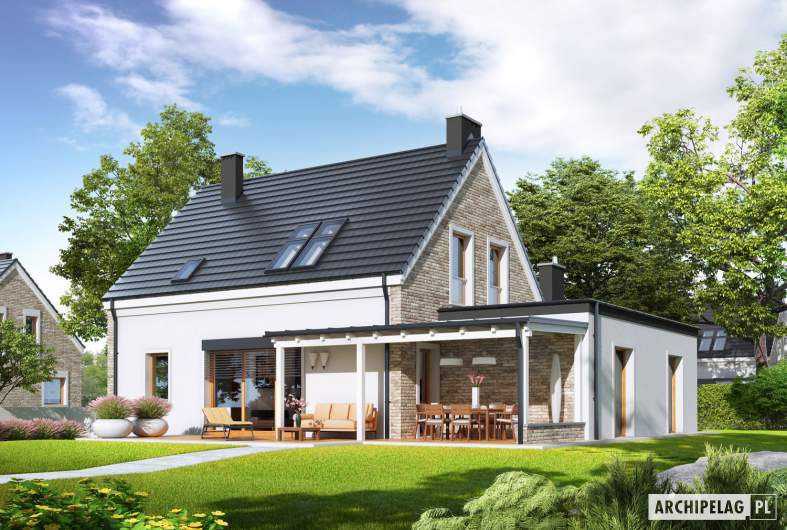 Projekt domu Tymon G1 - wizualizacja ogrodowa