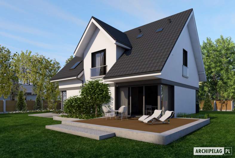 Projekt domu Tymek G1 - wizualizacja ogrodowa