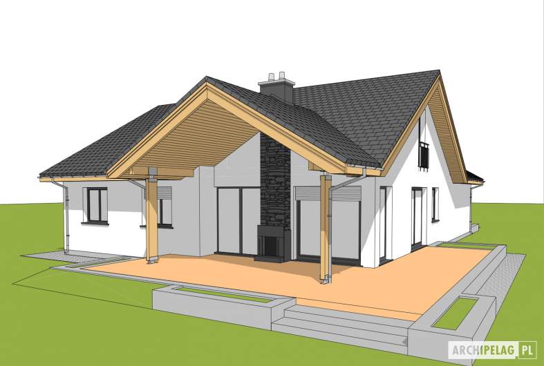 Projekt domu Simon G1 - wizualizacja ogrodowa