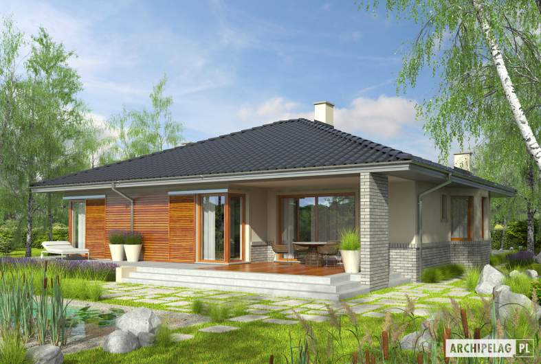 Projekt domu Flori II (30 stopni) - Projekty domów ARCHIPELAG - Flori II (30 stopni) - wizualizacja ogrodowa