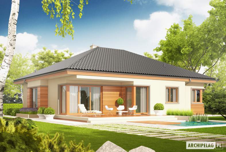 Projekt domu Eris G2 (wersja C) - Projekty domów ARCHIPELAG - Eris G2 (wersja C) - wizualizacja ogrodowa