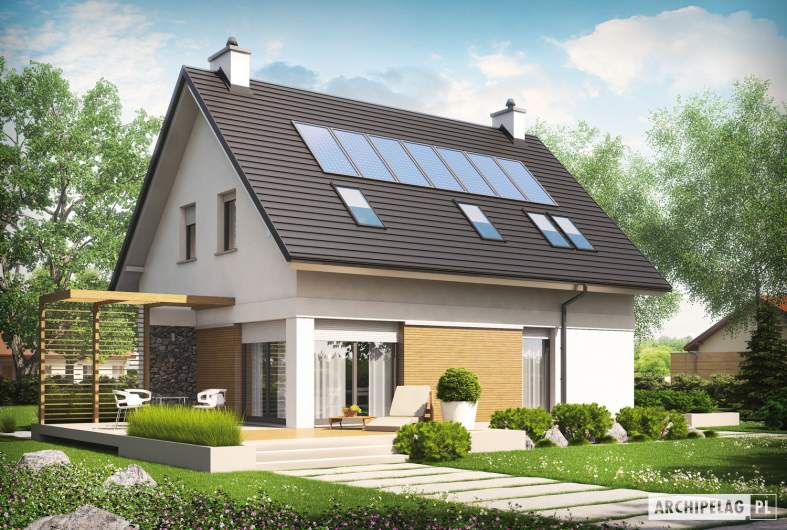 Projekt domu Tobiasz II G2 ENERGO - wizualizacja ogrodowa
