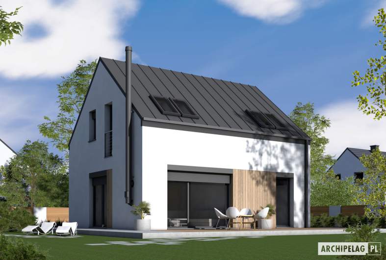 Projekt domu Mini 18 - wizualizacja ogrodowa lewa