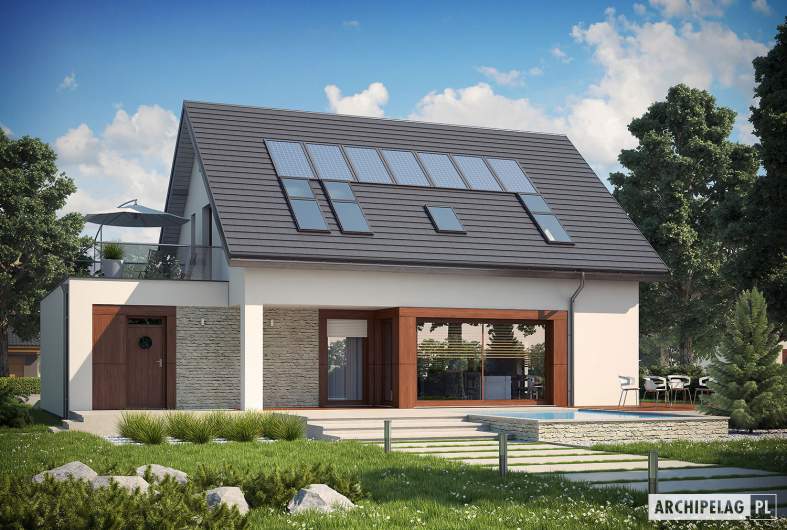 Projekt domu Santiago G1 ENERGO - wizualizacja ogrodowa