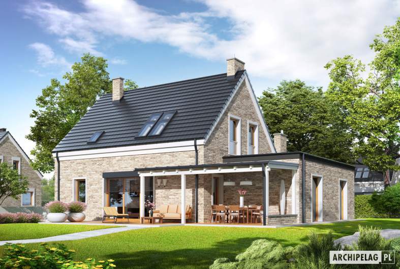 Projekt domu Tymon G1 (wersja B) - wizualizacja ogrodowa