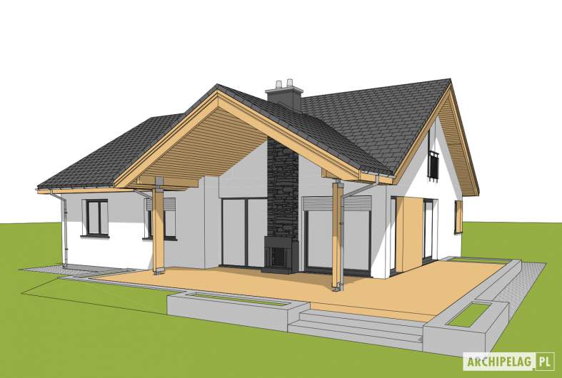 Projekt domu Simon - wizualizacja ogrodowa