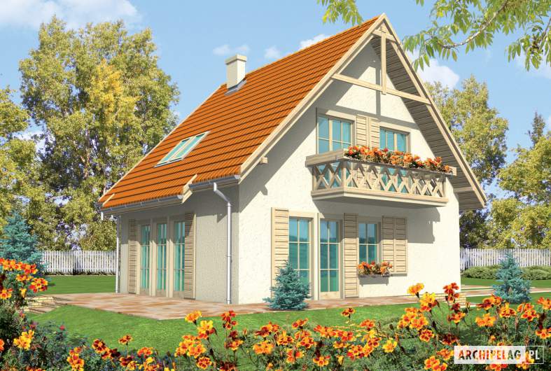 Projekt domu Śnieżynka - wizualizacja ogrodowa