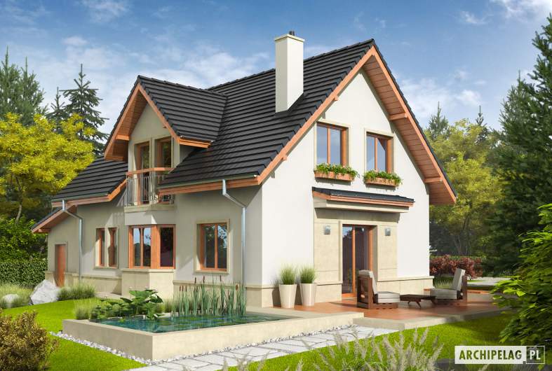 Projekt domu Flawia G1 - Projekty domów ARCHIPELAG - Flawia G1 - wizualizacja ogrodowa