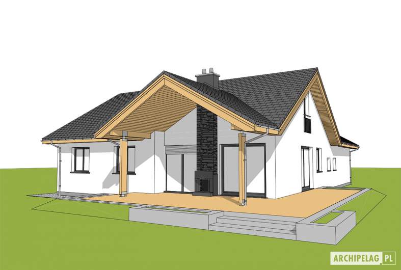 Projekt domu Simon 01 (dwulokalowy) - widok od ogrodu