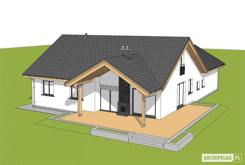 Projekt domu Simon 01 (dwulokalowy) - widok z góry ogród