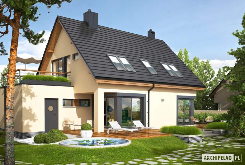 Projekt domu Tim IV G1 (wersja A) ECONOMIC - wizualizacja ogrodowa