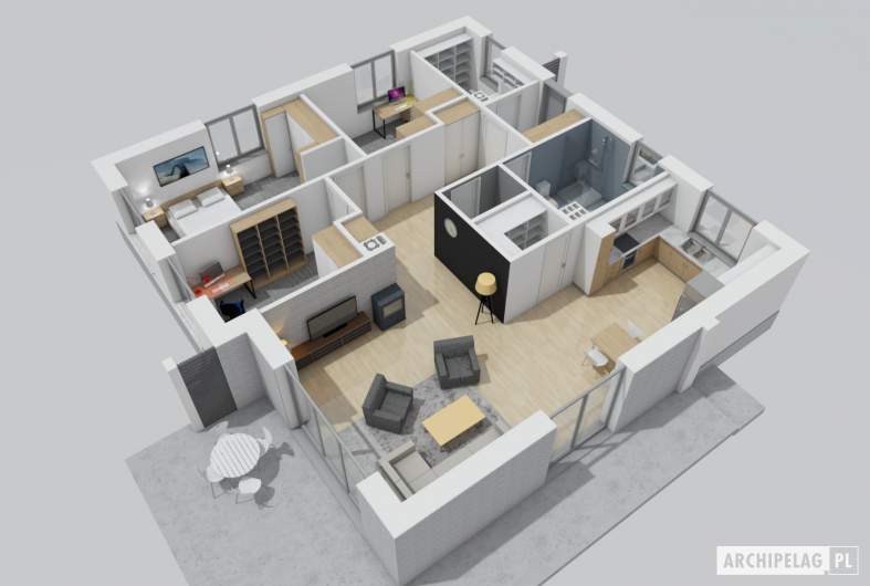 Projekt domu Mini 11 - wnętrza salon