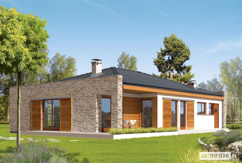 Projekt domu Marlon II G1 (z wejściem od południa) - wizualizacja ogrodowa