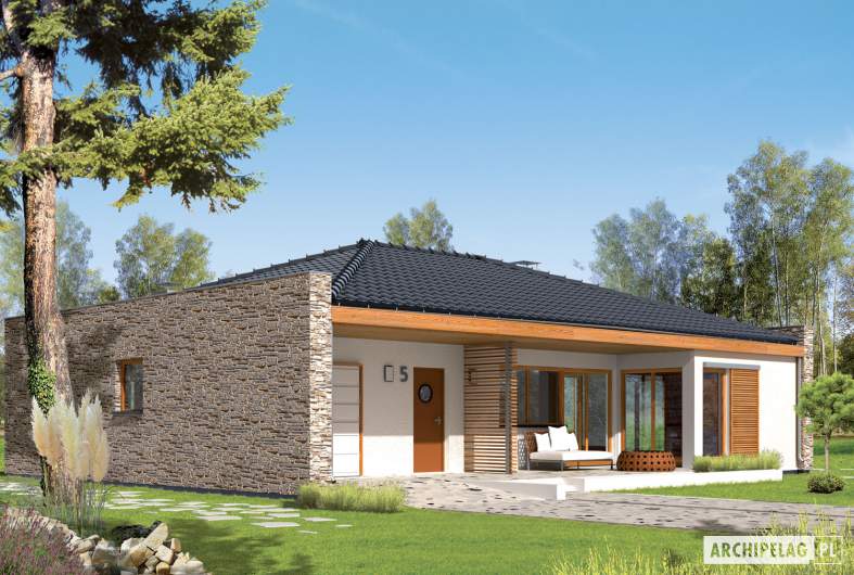 Projekt domu Marlon II G1 (z wejściem od południa) - wizualizacja frontowa