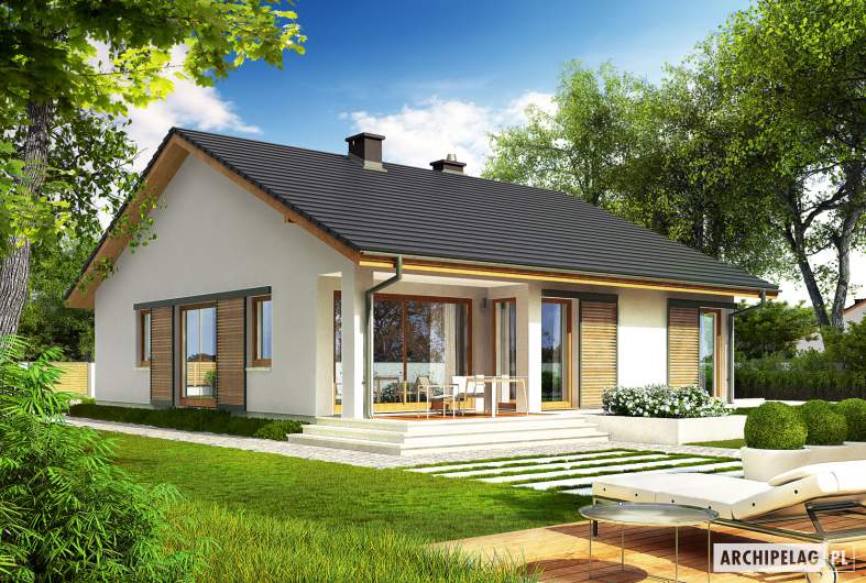 Projekt domu Rafael III G1 (30 stopni) - wizualizacja ogrodowa