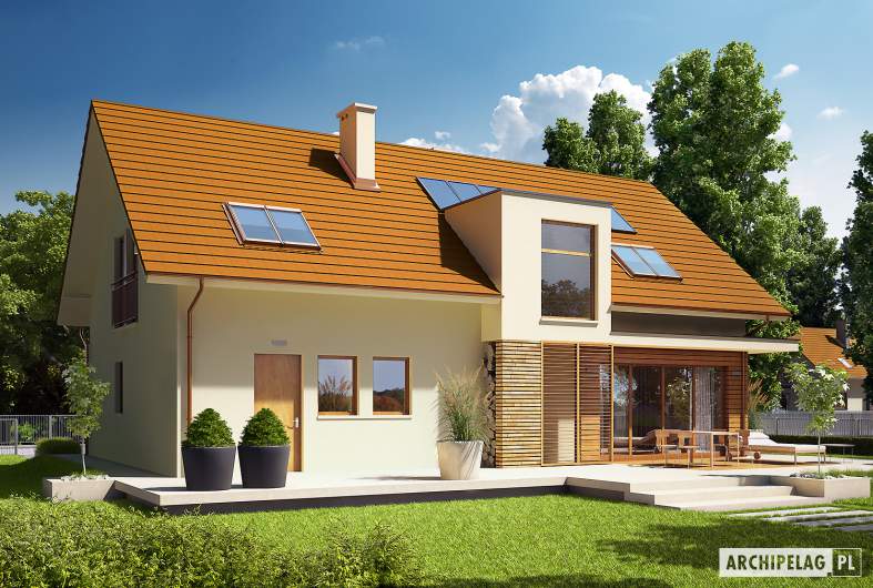 Projekt domu E6 G1 ECONOMIC (wersja B) - wizualizacja ogrodowa