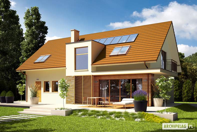 Projekt domu E6 G1 ECONOMIC (wersja B) - wizualizacja ogrodowa