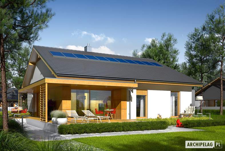 Projekt domu Iwo II G2 ENERGO PLUS - wizualizacja ogrodowa