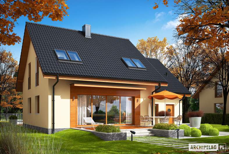 Projekt domu E3 G1 ECONOMIC (wersja A) - Projekty domów ARCHIPELAG - E3 G1 ECONOMIC (wersja A) - wizualizacja ogrodowa