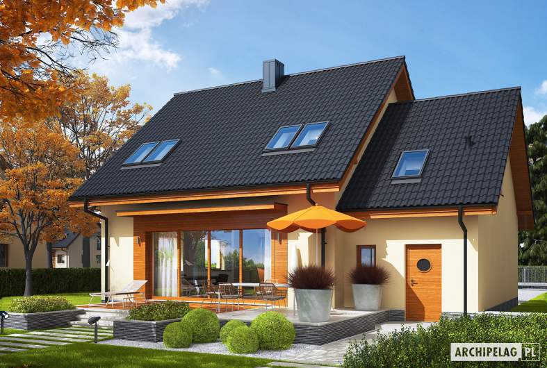 Projekt domu E3 G1 ECONOMIC (wersja A) - Projekty domów ARCHIPELAG - E3 G1 ECONOMIC (wersja A) - wizualizacja ogrodowa