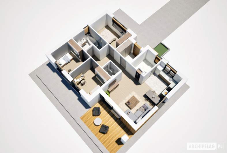 Projekt domu Mini 23 PLUS - rzut 3D