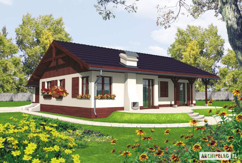 Projekt domu Romina G1 - wizualizacja ogrodowa
