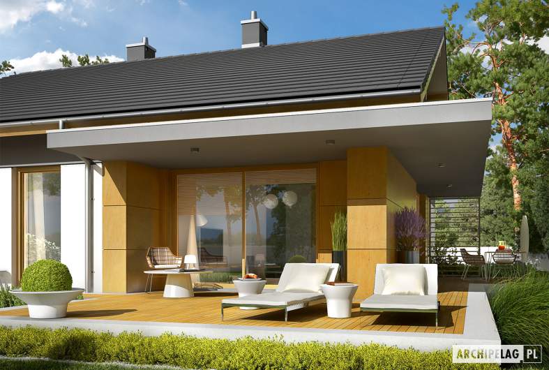 Projekt domu Iwo G1 - wizualizacja ogrodowa detal