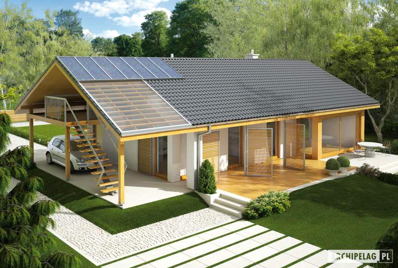 Projekt domu Eryk (z wiatą) - widok z góry